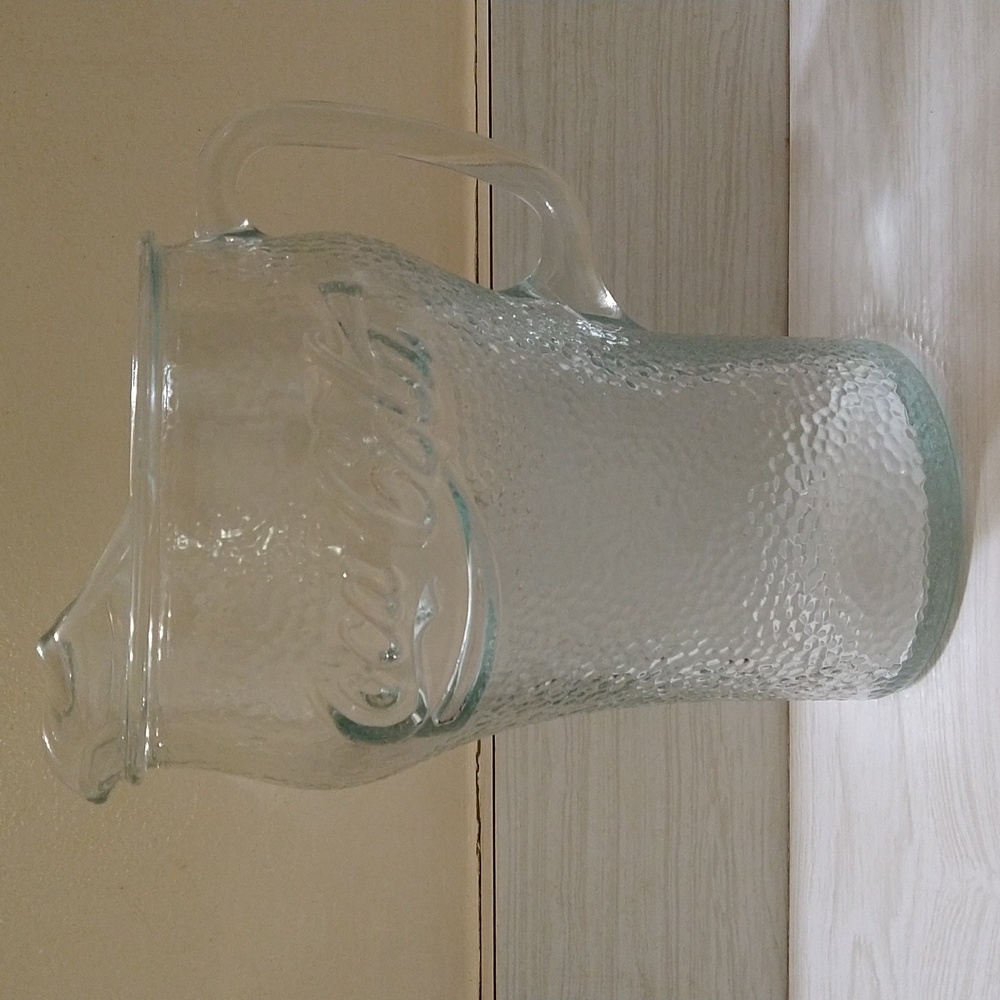 Vintage 64 oz. Coca Cola Clear Glass Pitcher Coke Fluted Ice Spout